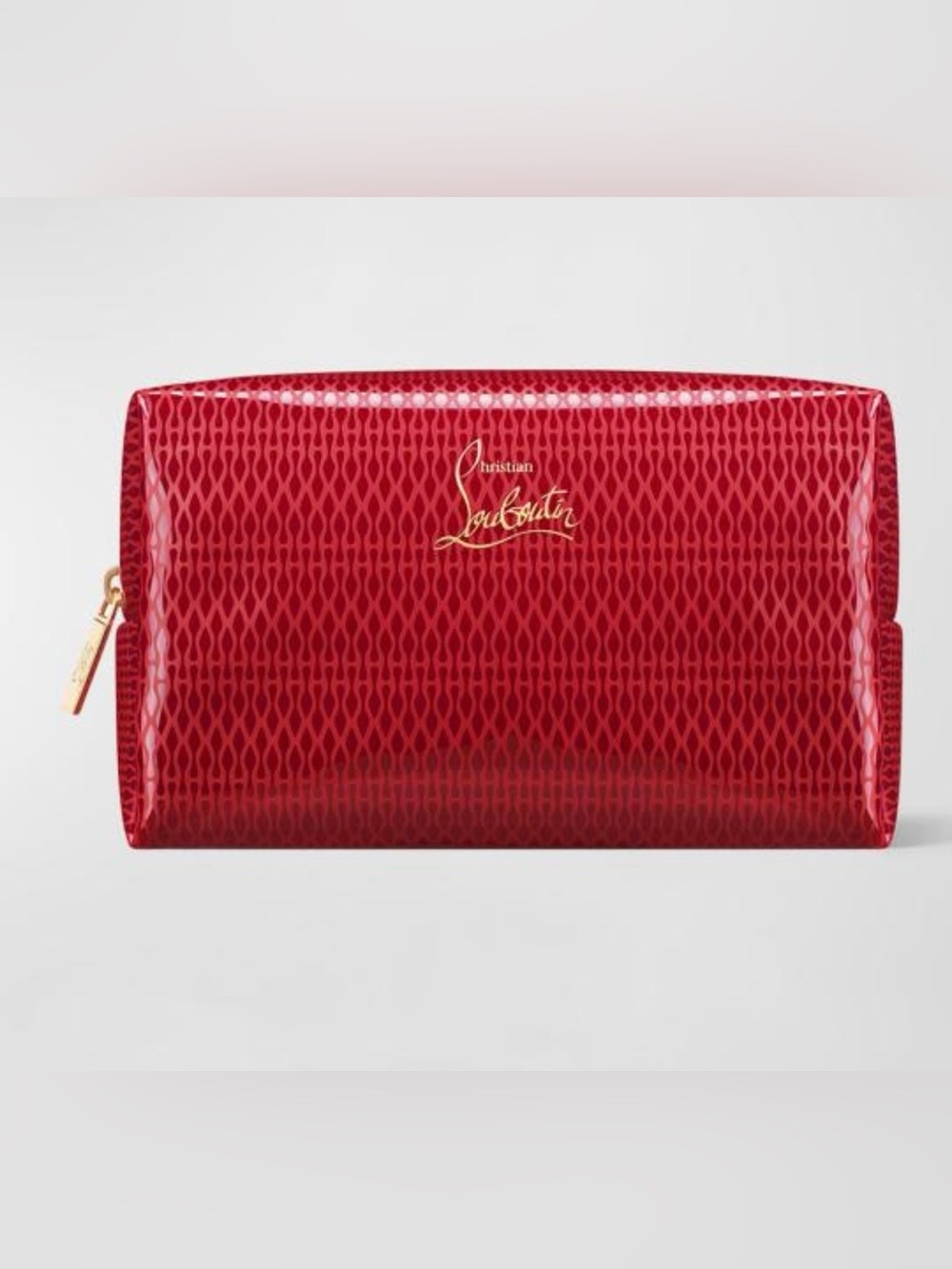Christian Louboutin Red Patent Cosmetic Pouch with Gold Logo #luxury Sold Out